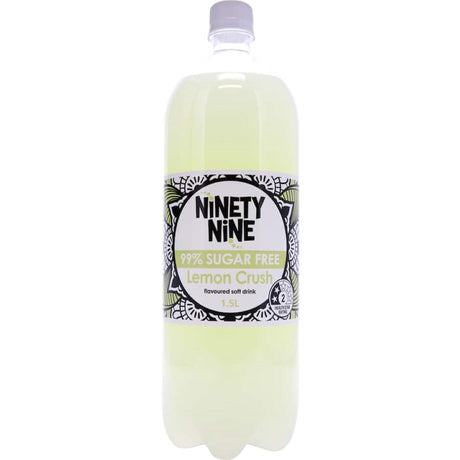 Refreshing Ninety Nine Soft Drink Lemon, 99% sugar-free, offers invigorating citrus flavor without the calories.