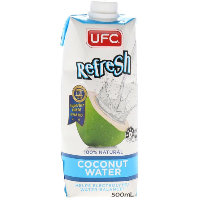 UFC Refresh Coconut Water, a hydrating and naturally sweet beverage packed with electrolytes for athletes and active lifestyles.