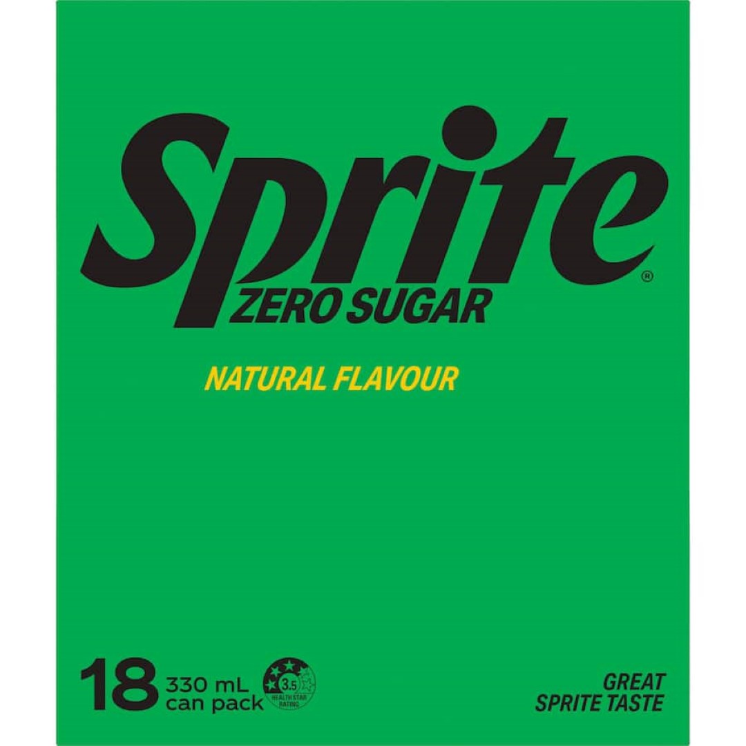 Sprite Lemonade Lemon Lime No Sugar 330ml cans 18pack