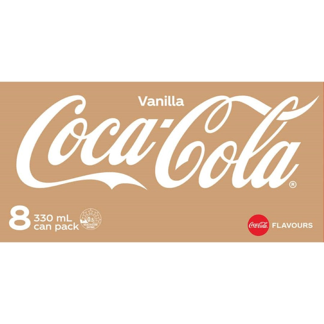 Coca Cola Soft Drink Vanilla 330ml cans 8pack