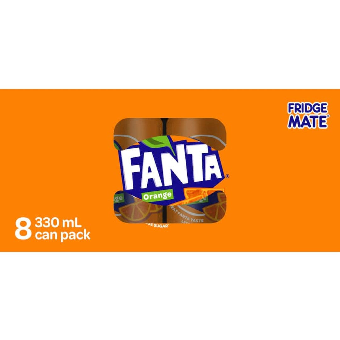 Close-up of a Fanta Orange Soft Drink can, showcasing its vibrant orange design and refreshing citrus flavor.