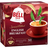 Bell Tea English Breakfast Blend box featuring 50 biodegradable tea bags, delivering rich, invigorating flavor for tea lovers.