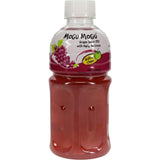 Bottle of Mogu Mogu Grape Juice with chewy nata de coco, offering a refreshing, fruity experience for any occasion.