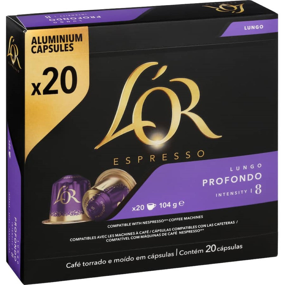 L'or Coffee Capsules Lungo Profondo Intensity 8 20pack