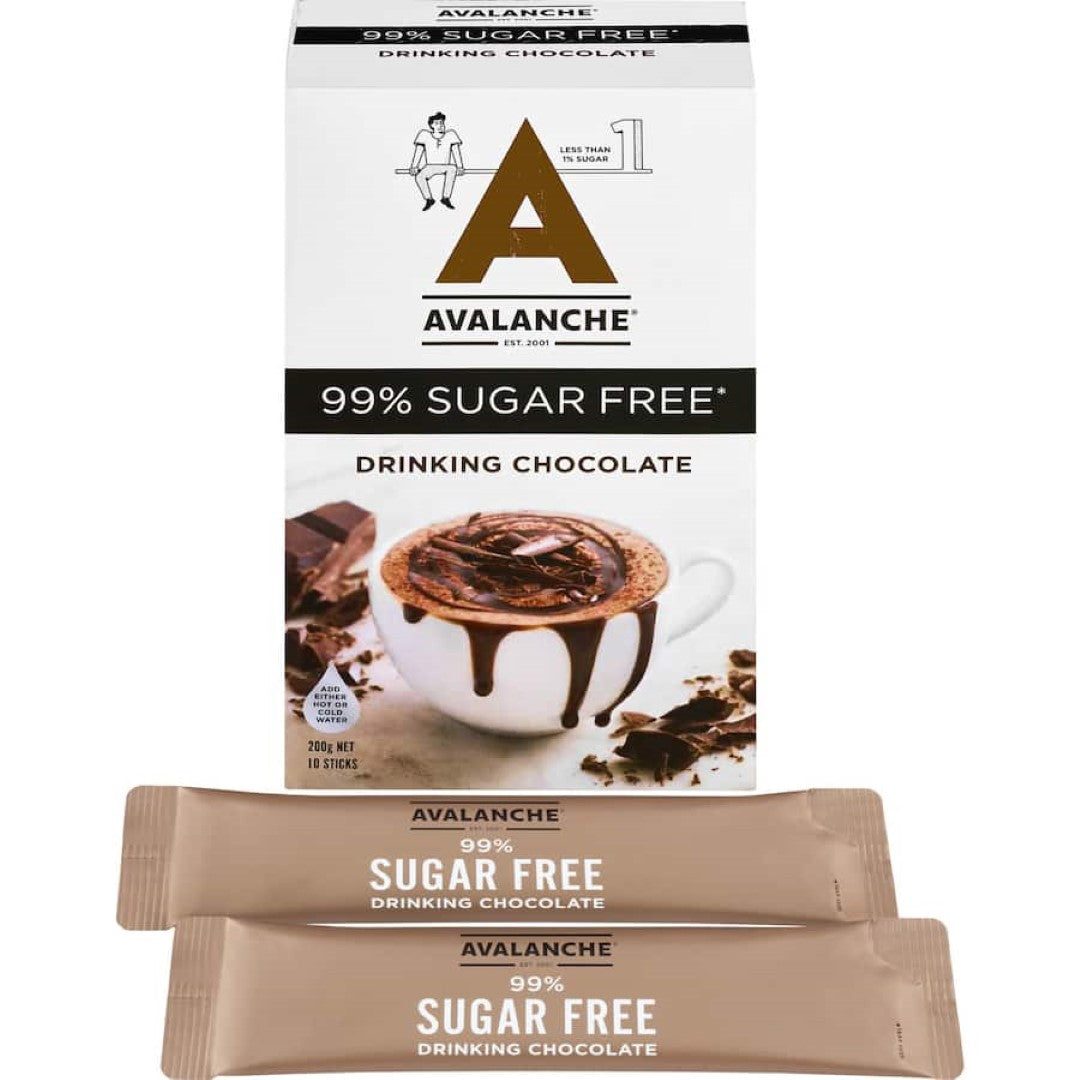 Sugar-free Avalanche Drinking Chocolate offers a rich, guilt-free cocoa experience perfect for any chocolate lover.