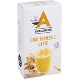 Cozy cup of Avalanche Chai Latte Turmeric, blending spices and organic ingredients for a healthy, delicious drink.