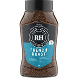 Robert Harris Freeze Dried Instant Coffee French Roast in a jar, showcasing rich dark coffee granules with cherry and raisin notes.