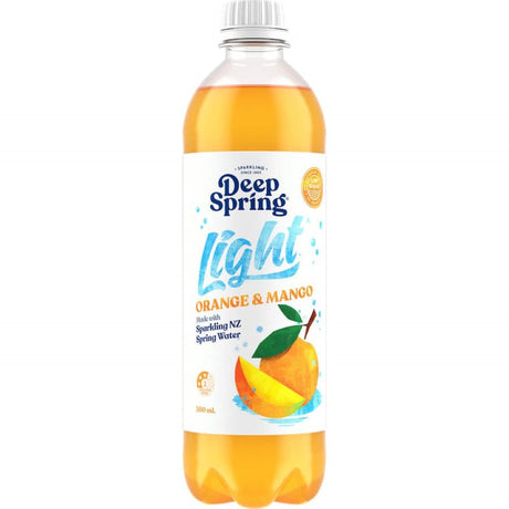 Sparkling orange and mango soft drink in a refreshing can, perfect for summer enjoyment and guilt-free hydration.