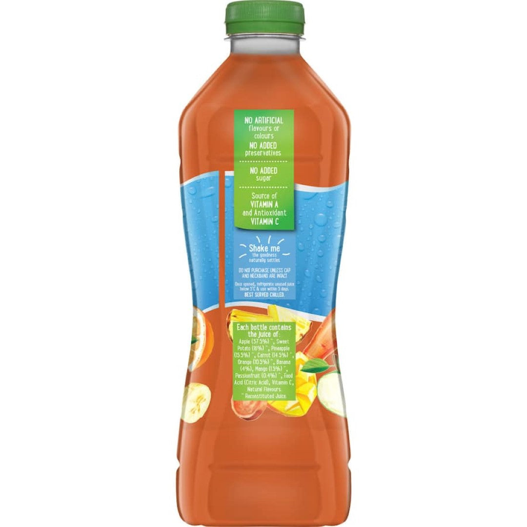 V8 Fruit Juice Breakfast Fusion featuring a vibrant blend of 8 fruits and veggies for a refreshing, nutritious morning boost.