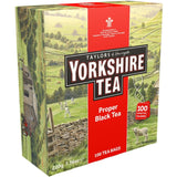 "Taylors Yorkshire Tea Proper Black: premium black tea bags with a robust flavor, perfect for any tea-time occasion."