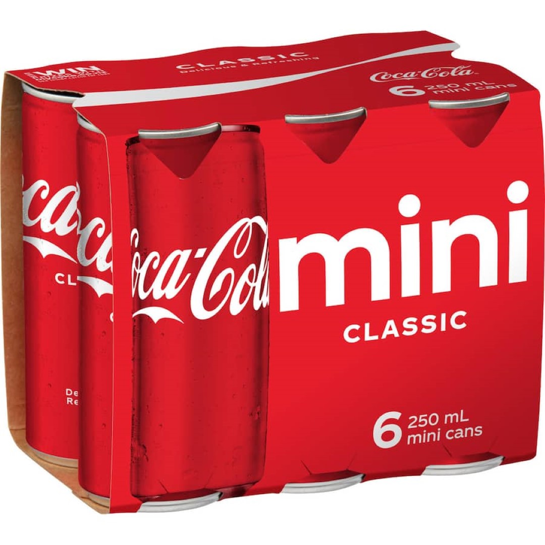 Coca Cola Soft Drink Mini can, perfect portable refreshment for on-the-go enjoyment or pairing with snacks.