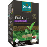 Dilmah Earl Grey Extra Strength tea bags showcasing robust Ceylon tea with bergamot's floral and citrus notes for a rich brew.