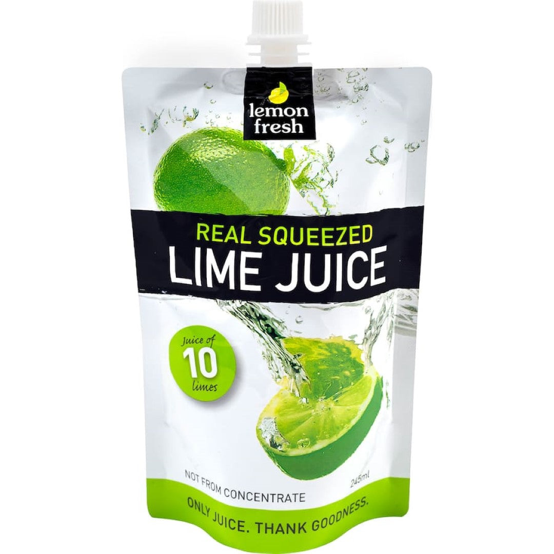 Pure, fresh-squeezed lime juice from 10 limes; no additives, vegan-friendly, ideal for cooking and cocktails.