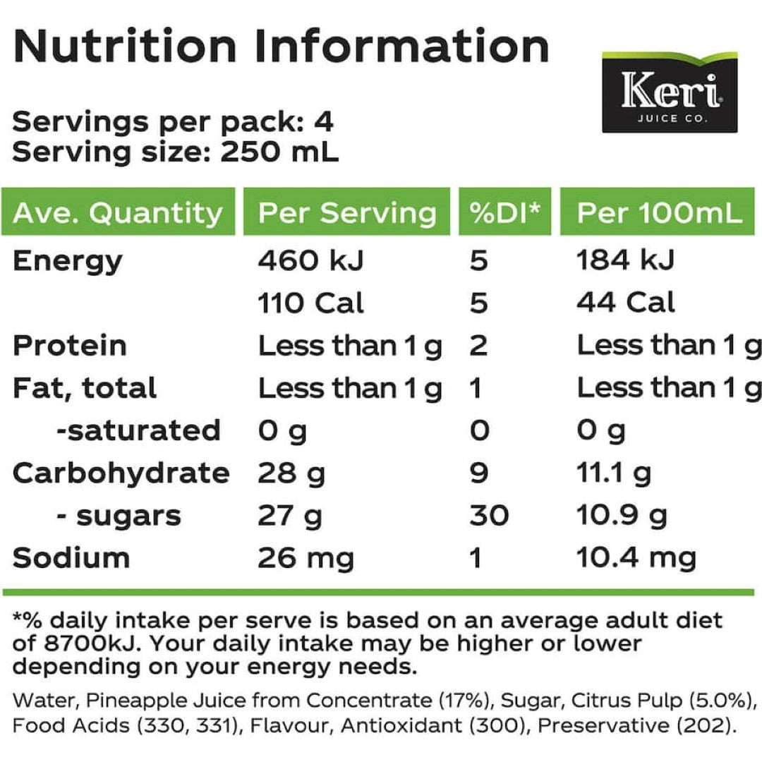 Refreshing Keri Pulpy Fruit Drink Pineapple featuring real pineapple pulp for a rich, tropical flavor and healthy enjoyment.