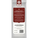 Fresh plunger grind coffee from Hummingbird, medium roast, nutty flavors, and organic, fair trade sourced in 200g pack.