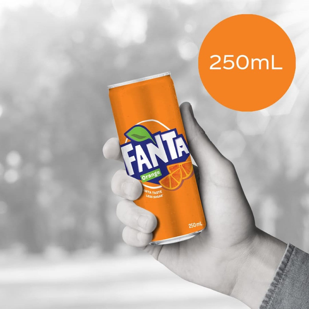 Vibrant can of Fanta Soft Drink showcasing its refreshing orange flavor, perfect for sharing or enjoying on the go.