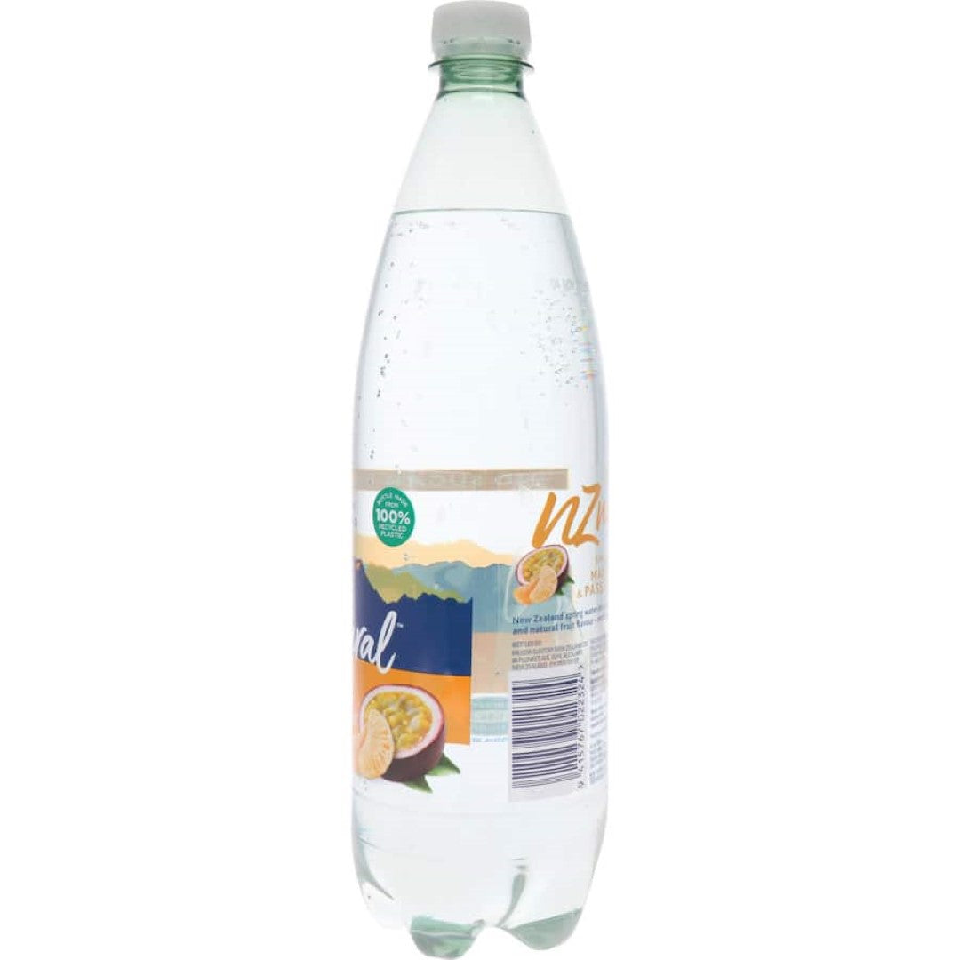 A refreshing bottle of NZ Natural Sparkling Water with vibrant mandarin and passionfruit flavors, free from sugars and calories.