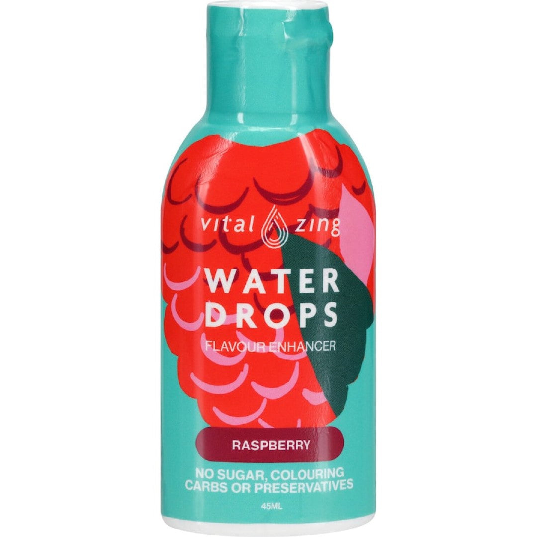 Raspberry-flavored water enhancer from Vital Zing, perfect for revitalizing hydration with every drop.