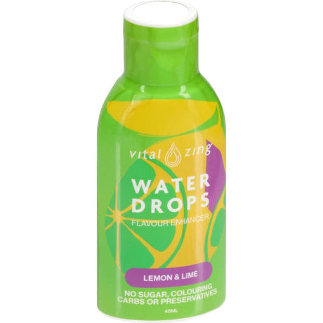 Vibrant Vital Zing Waterdrops Lemon & Lime enhance water with zesty flavor, free from sugar and preservatives for healthy hydration.