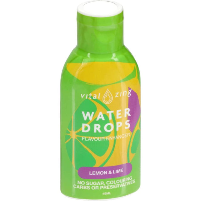 Vibrant Vital Zing Waterdrops Lemon & Lime enhance water with zesty flavor, free from sugar and preservatives for healthy hydration.