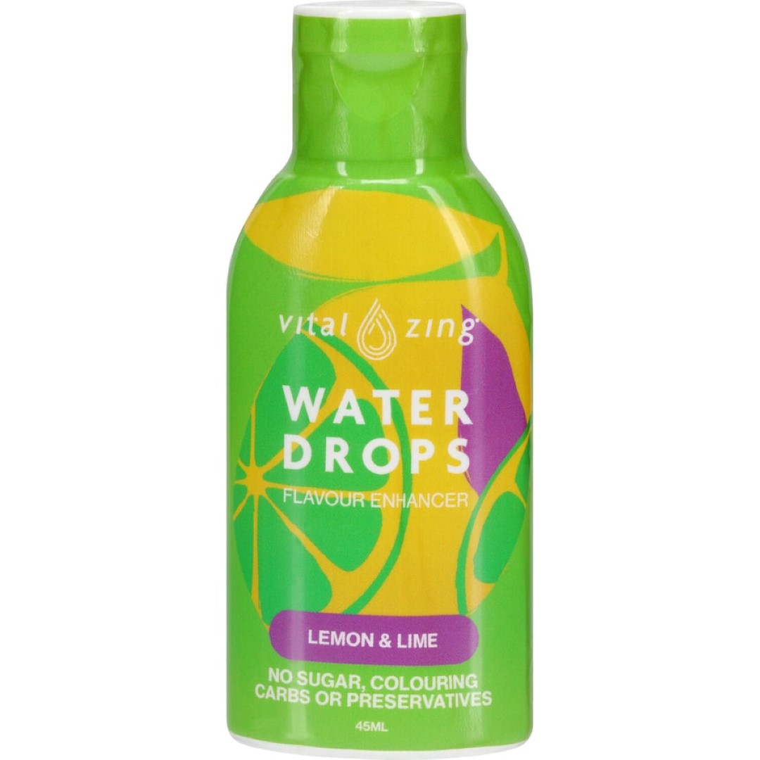 Vibrant lemon and lime water enhancer drops for flavorful, guilt-free hydration anytime, with no sugar or artificial ingredients.