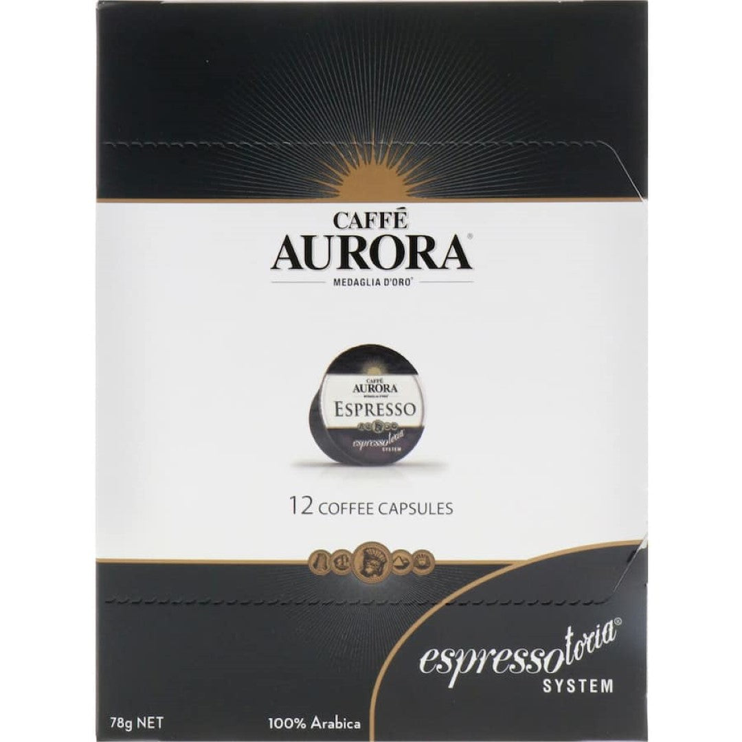 Espressotoria Aurora coffee pods, 78g, delivering a rich and authentic Italian espresso experience.