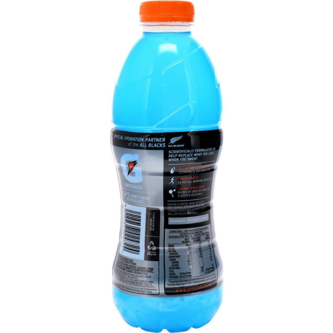 Electrifying blue Gatorade sports drink packed with electrolytes for hydration and performance during intense workouts.