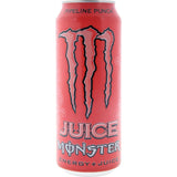 A vibrant can of Monster Energy Drink Pipeline Punch, featuring tropical flavors and 160 mg of caffeine for an energizing boost.