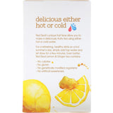 Vibrant Red Seal Fruit Tea with zesty lemon and warm ginger, perfect for a refreshing experience, hot or cold.