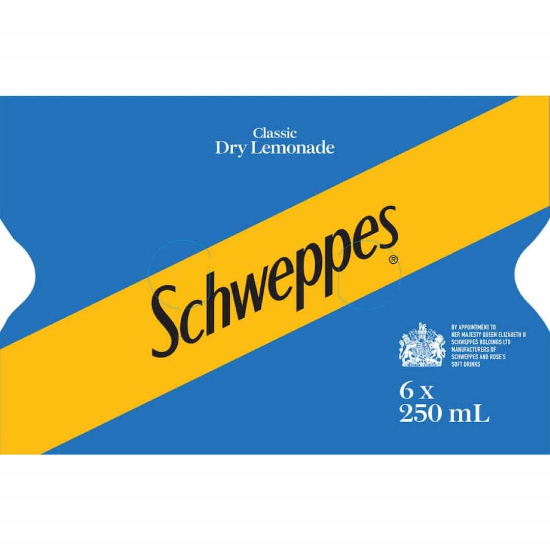 Schweppes Drink Mixers Lemonade: Crisp, zesty dry lemonade great for cocktails or solo, available in various bottle sizes.