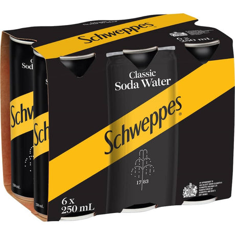 A refreshing bottle of Schweppes Drink Mixers Soda Water, perfect for cocktails or enjoyed plain with lemon.