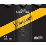 Schweppes Drink Mixers Soda Water, a refreshing sparkling soda with mineral salts, perfect for cocktails or sipping solo.