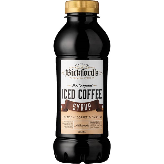 Bickford's Iced Coffee Syrup blends coffee and chicory for a rich, authentic iced coffee experience at home.