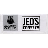 Jed's Coffee Capsules #5 Extra Strong: Bold espresso pods with premium ground coffee, packed in aluminum for freshness.