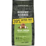 Robert Harris Plunger & Filter Grind Irish Cream Infused coffee, featuring rich Brazilian coffee with smooth Irish whiskey and cream.