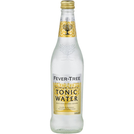 Fever Tree Premium Tonic Water bottle showcasing its crisp, refreshing flavor and natural ingredients for perfect cocktails.