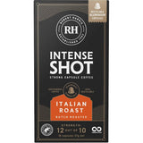 Robert Harris Intense Shot Coffee Pods Italian deliver bold espresso flavor with premium Arabica and Robusta beans for coffee lovers.