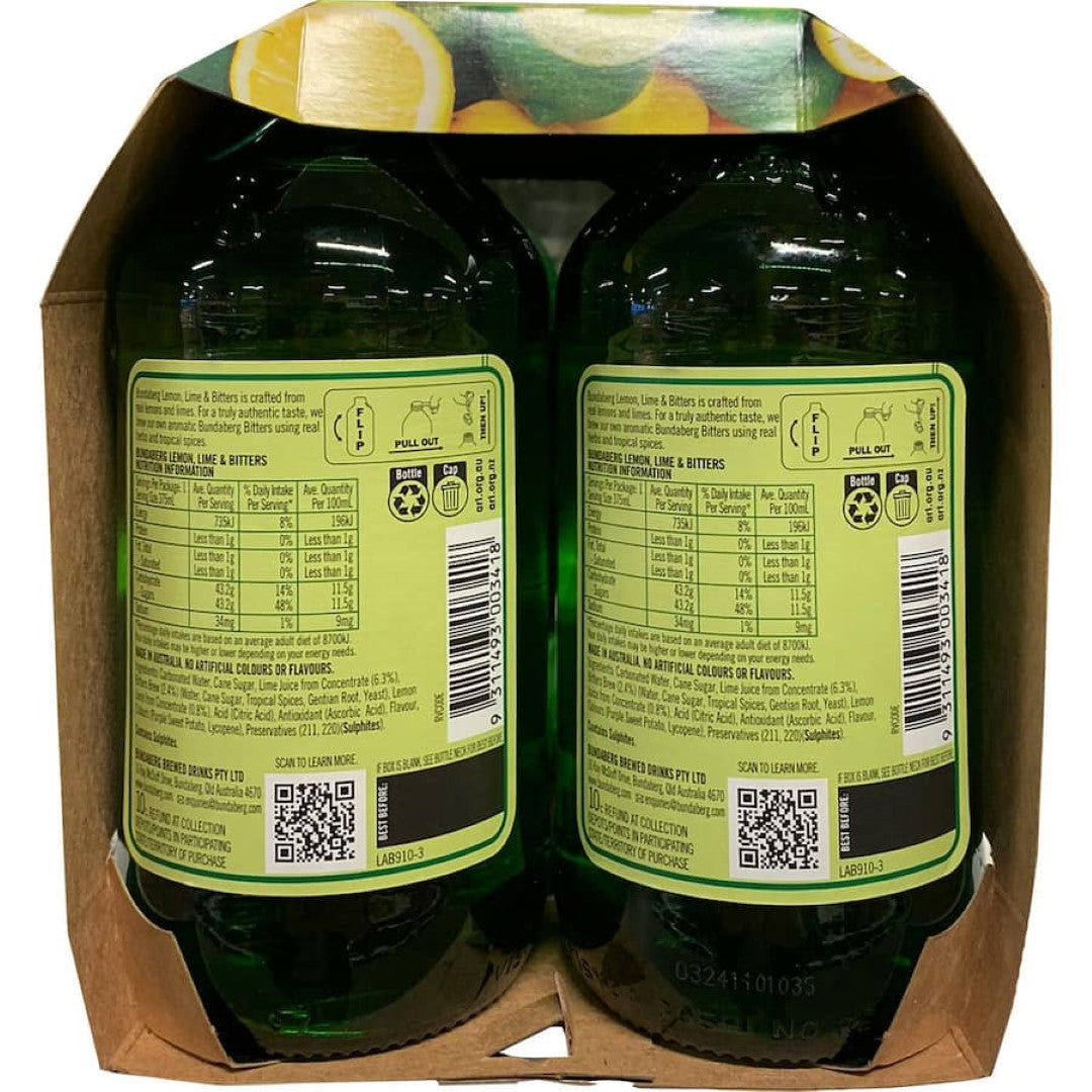 Bundaberg Lemon, Lime & Bitters  375ml bottles 4pack
