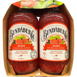 Image of Bundaberg Soft Drink Sparkling Guava, showcasing real guava pieces and effervescent bubbles in a refreshing bottle.