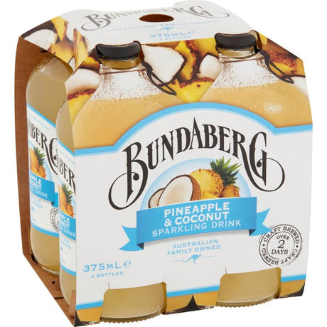 Sparkling drink featuring a blend of real pineapple and coconut juices for a refreshing tropical taste.