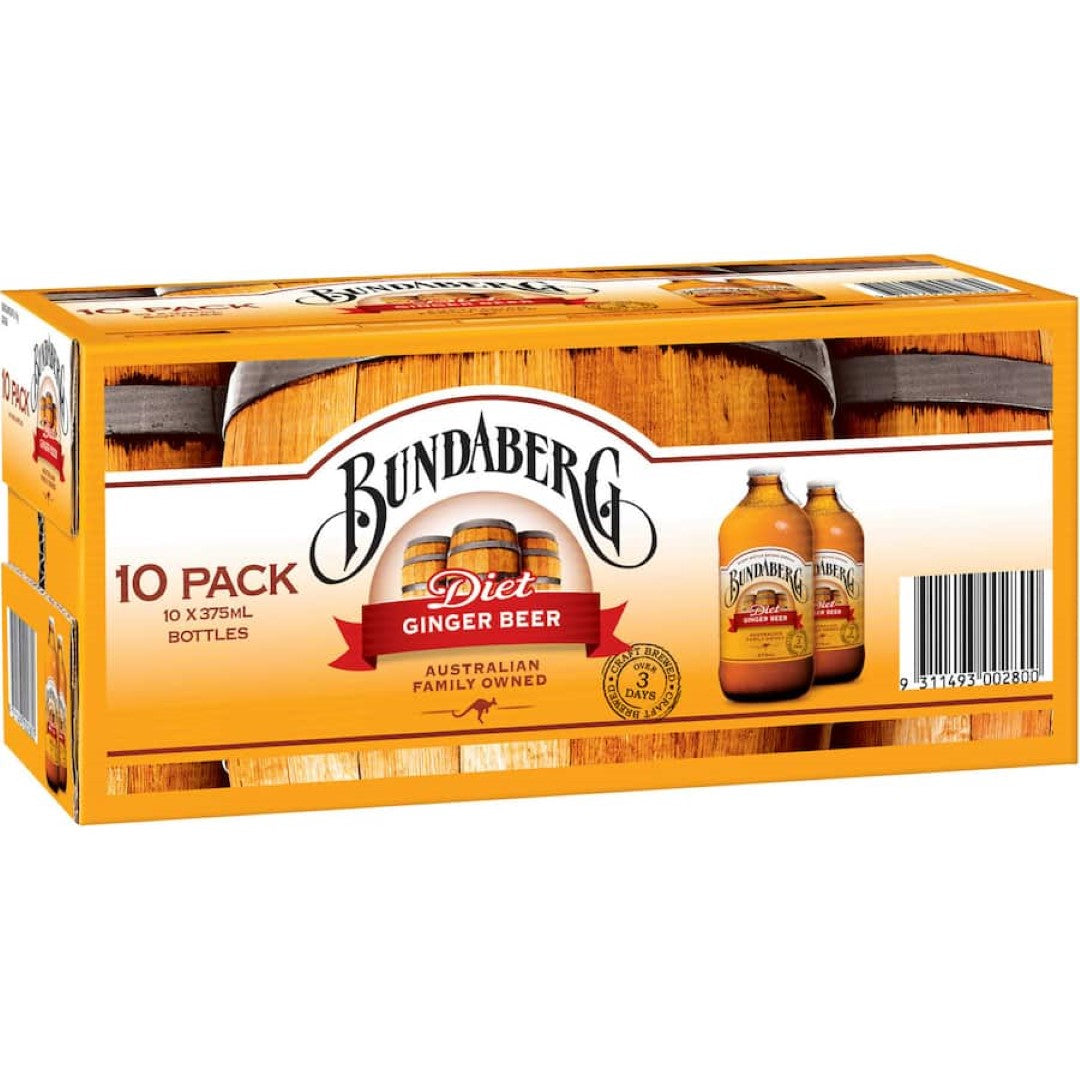 Bundaberg Ginger Beer Diet Bottle 10x375mL