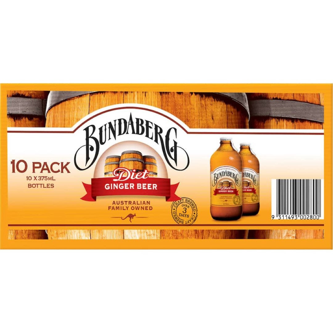 Bundaberg Ginger Beer Diet Bottle 10x375mL