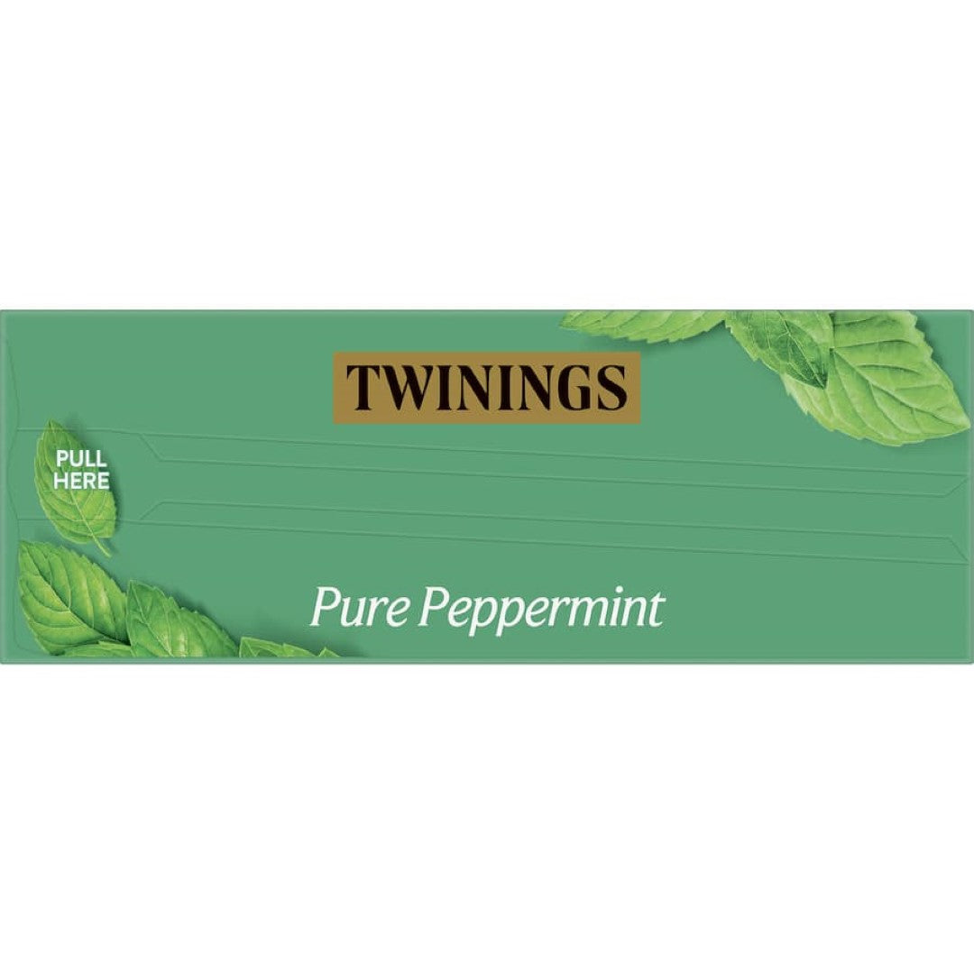 Aromatic Twinings Pure Peppermint Herbal Tea offers a refreshing, caffeine-free experience with each invigorating sip.