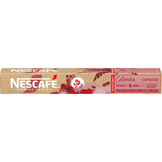 Nescafe Farmers Origins Coffee Pods Colombia, featuring rich caramel and citrus notes, sourced from sustainable Colombian farms.