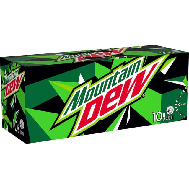 Refreshing Mountain Dew soft drinks featuring a zesty citrus flavor and energizing caffeine kick for any occasion.