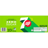 7UP Soft Drink Zero Sugar in a refreshing can, featuring citrus flavors without added sugar for a guilt-free thirst quencher.