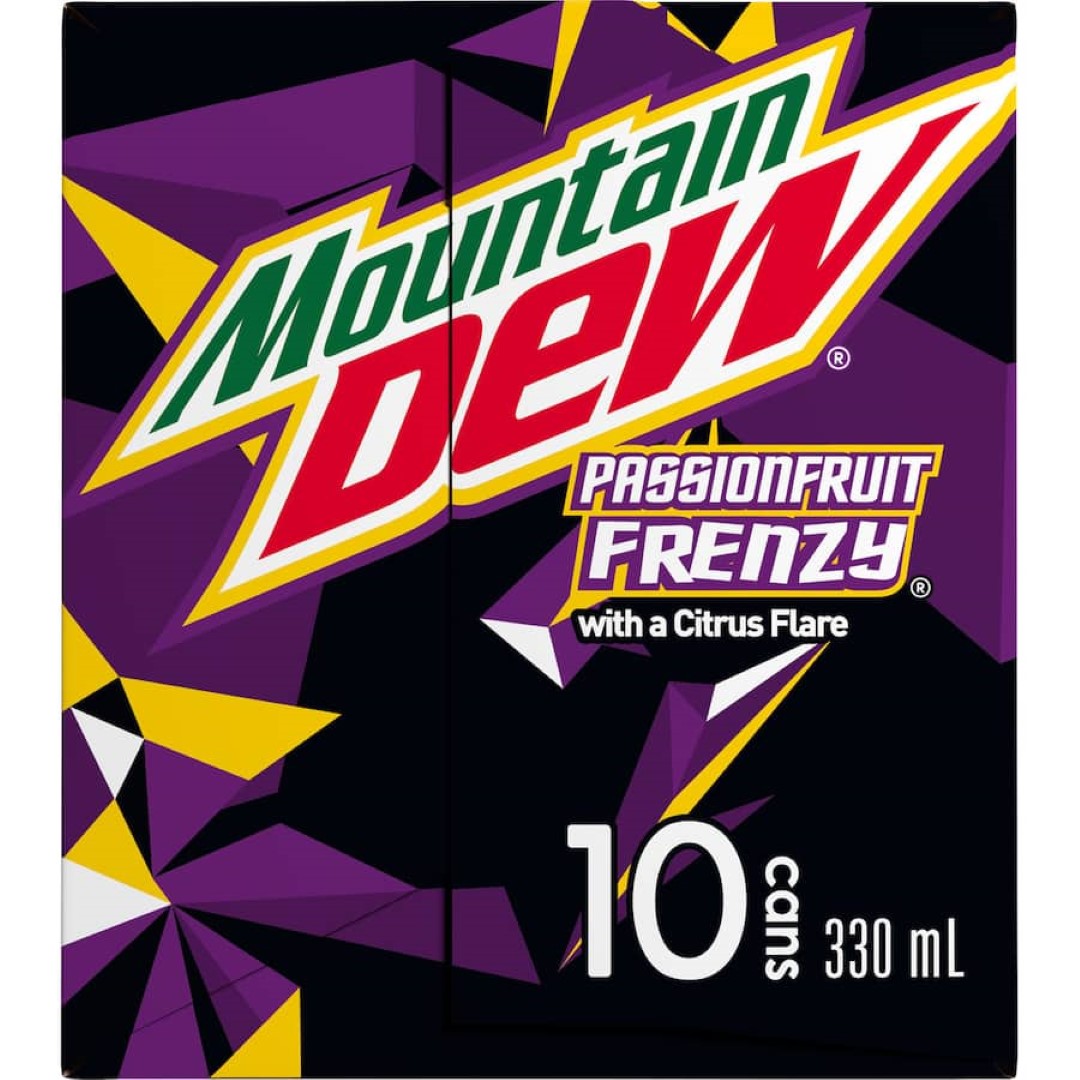 Mountain Dew Soft Drink Passionfruit Frenzy 10pack
