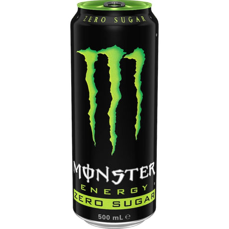 Can of Monster Original Energy Drink Zero Sugar, featuring zero calories, bold flavor, and packed with energizing vitamins.