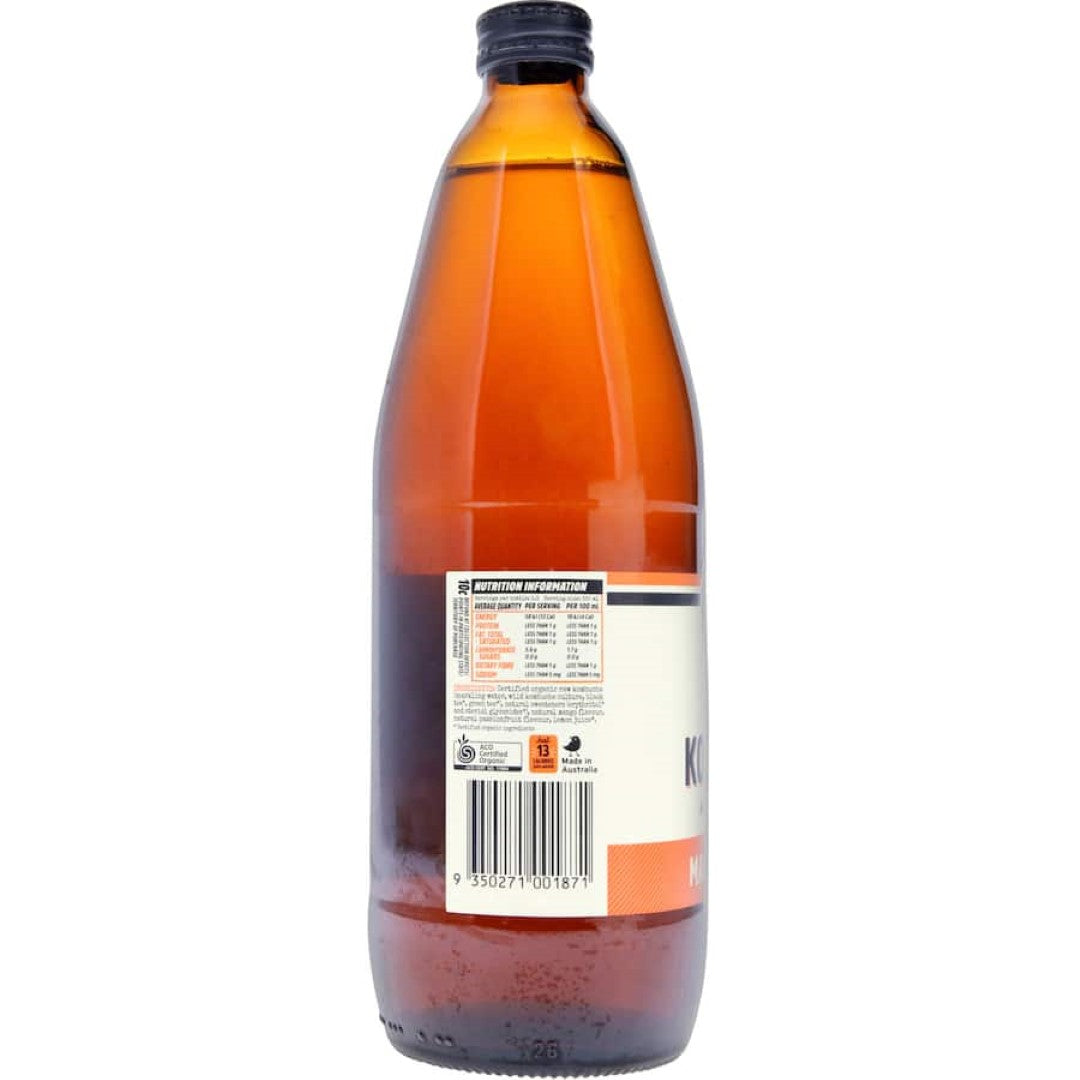 Remedy Kombucha Mango Passionfruit with no sugar, offering a sweet and tangy tropical flavor packed with probiotics.