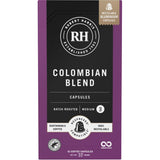 Robert Harris Colombian Espresso coffee pods designed for Nespresso machines, featuring rich flavors of vanilla and almond.